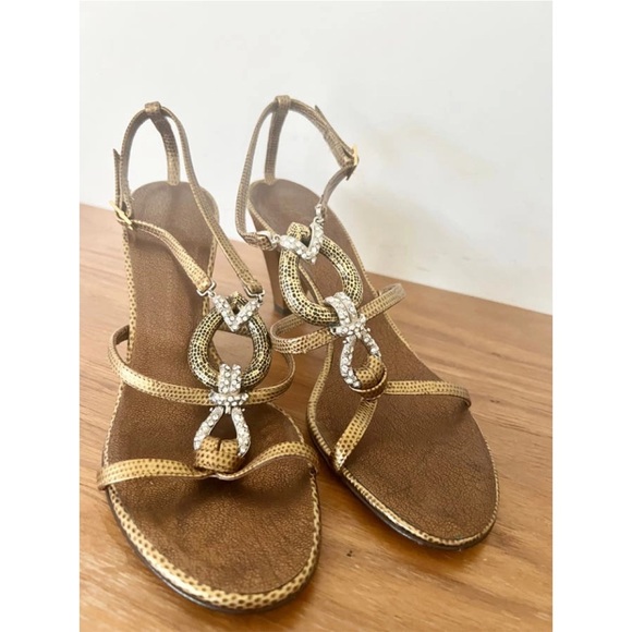 Giuseppe Zanotti Vicini Gold with Crystal Rhinestones Sandals. Sz 11 - Picture 3 of 12